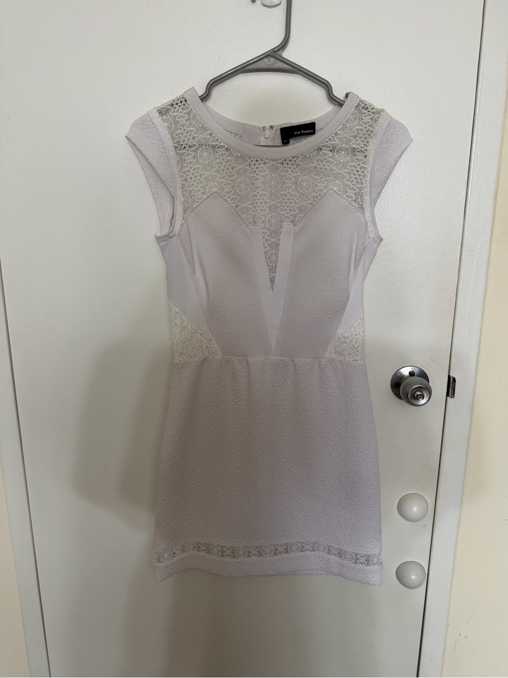 The Kooples White Lace-Accent Cap Sleeve Dress